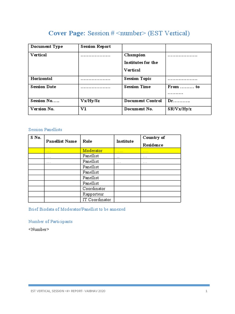 Cover Page: Session # (EST Vertical) | PDF | Cyberspace | Communication