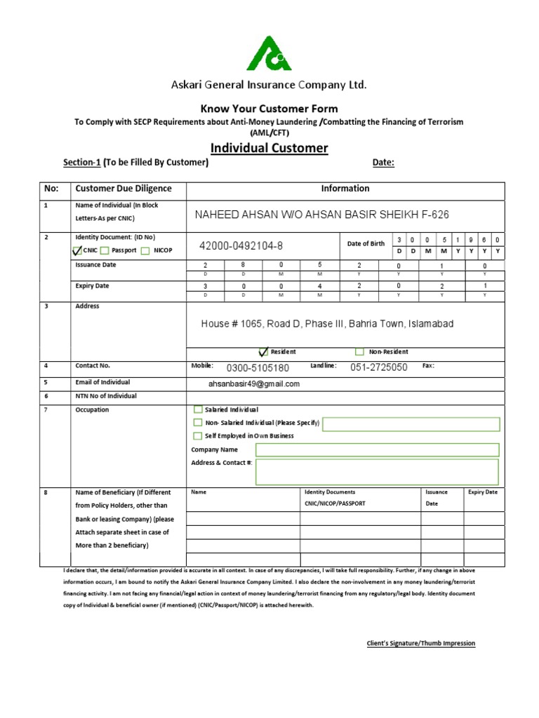 1.individual AML-CFT Client Form A | PDF | Terrorism Financing | Money ...