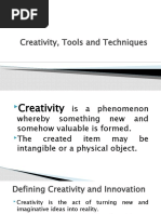 Creativity, Tools and Techniques