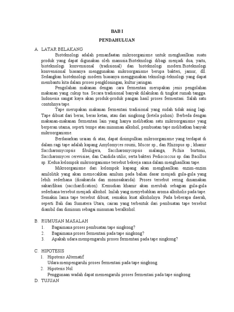 Laporan Pembuatan Tape Singkong | PDF