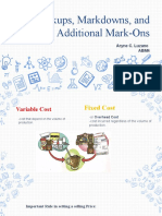 Markups, Markdowns, and Additiona Mark-Ons