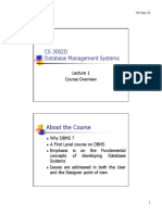 CS 3002D Database Management Systems: About The Course