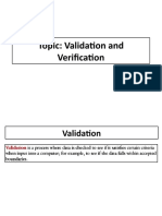 Topic: Validation and Verification