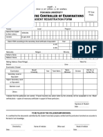 Office of The Controller of Examinations: Student Registration Form
