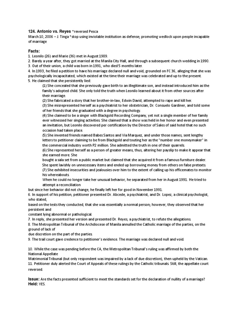 Marriage Nullity Case: Psychological Incapacity | PDF | Marriage ...