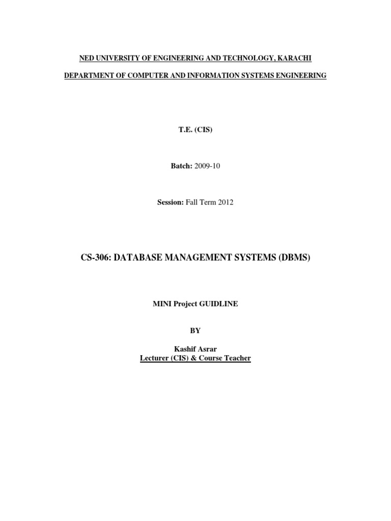 Dbms Mini Project PDF | PDF | Databases | Data Management