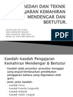 Kaedah Dan Teknik Pengajaran Kemahiran Mendengar Dan Bertutur