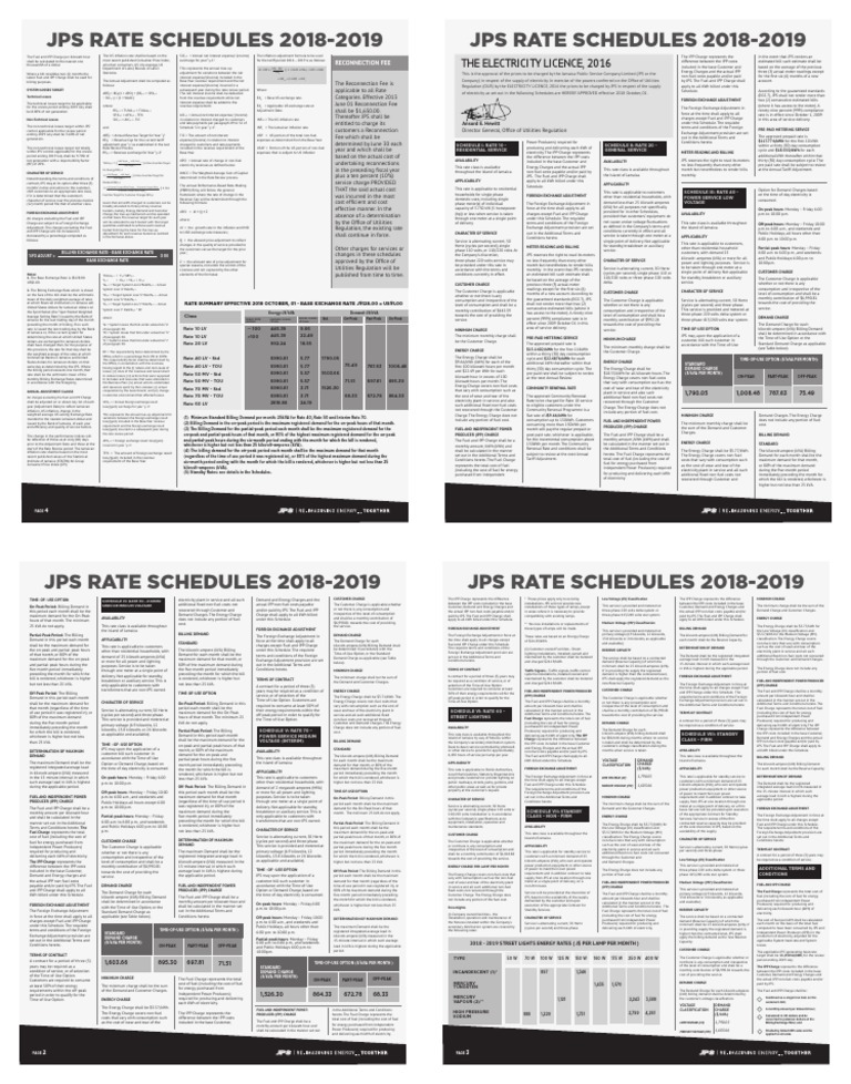Jps Rate Schedules 2018-2019 Jps Rate Schedules 2018-2019: The ...