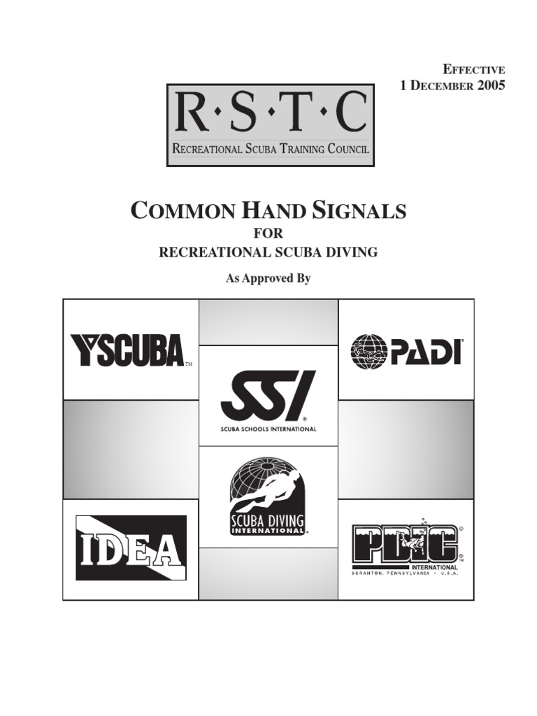 Common Hand Signals For Scuba Diving PDF