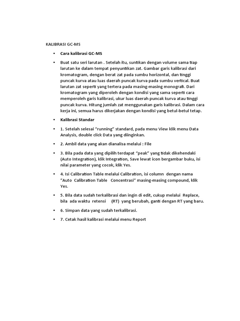 Prosedur Kalibrasi GC-MS | PDF