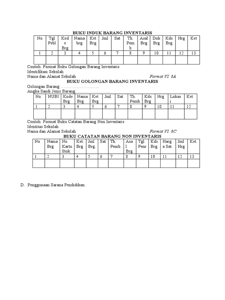 Buku Induk Barang Inventaris Pdf