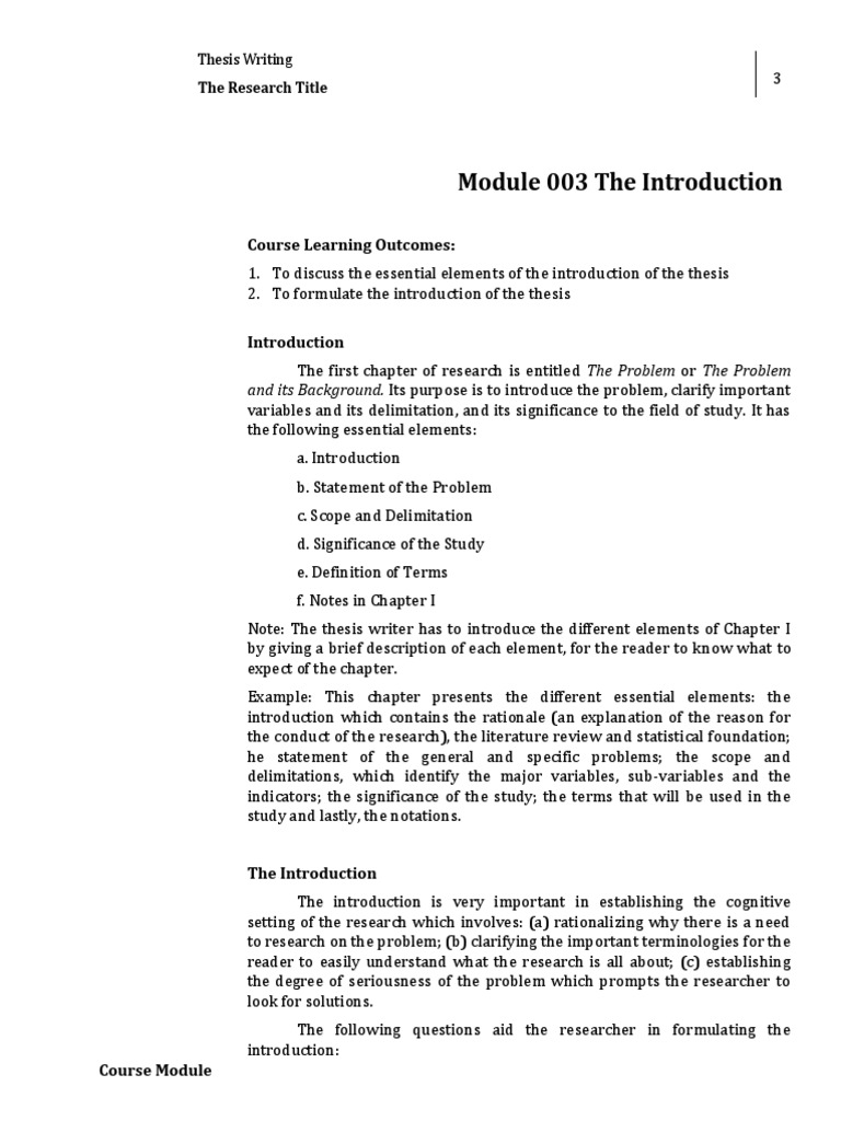 Essential Elements of Thesis Introductions | PDF | Goal | Thesis
