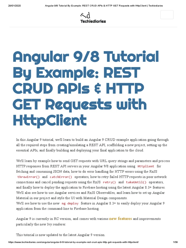 Angular 9/8 Tutorial by Example: REST Crud Apis & HTTP GET Requests ...