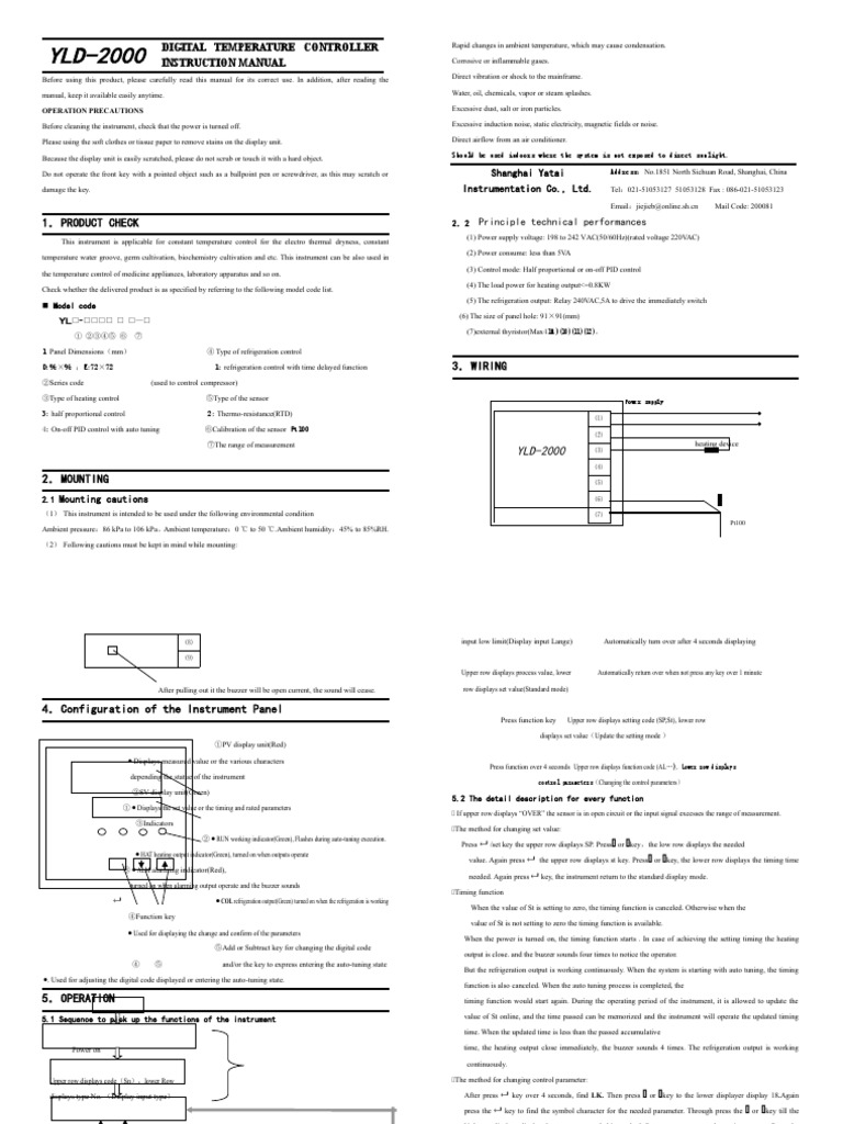 YLD-2000 Digital Temp Controller Manual | PDF | Parameter (Computer ...