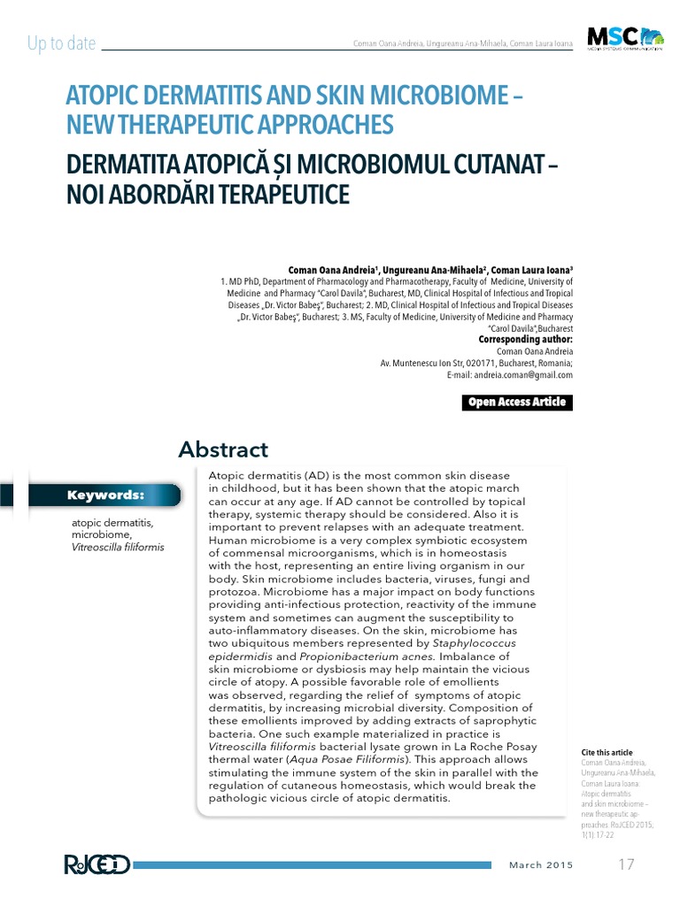 Atopic Dermatitis and Skin Microbiome Ne PDF | PDF | Microbiota ...