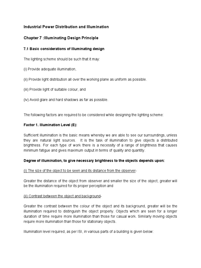 Industrial Power Distribution and Illumination Chapter 7illuminating