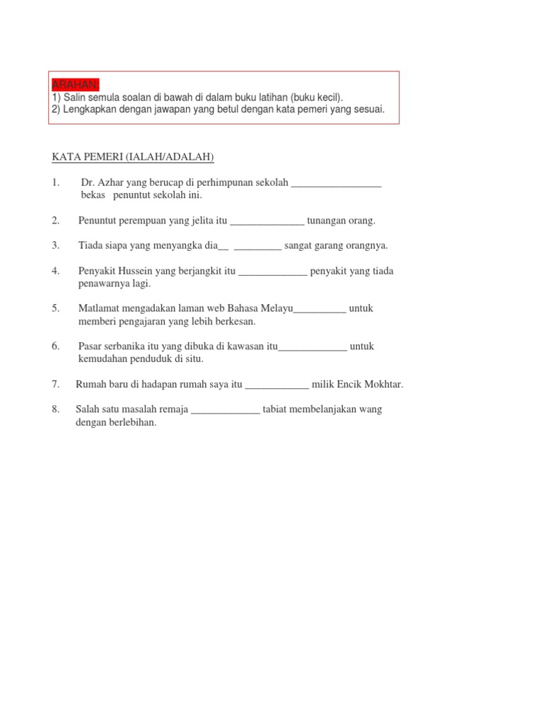 Latihan Kata Pemeri Pdf