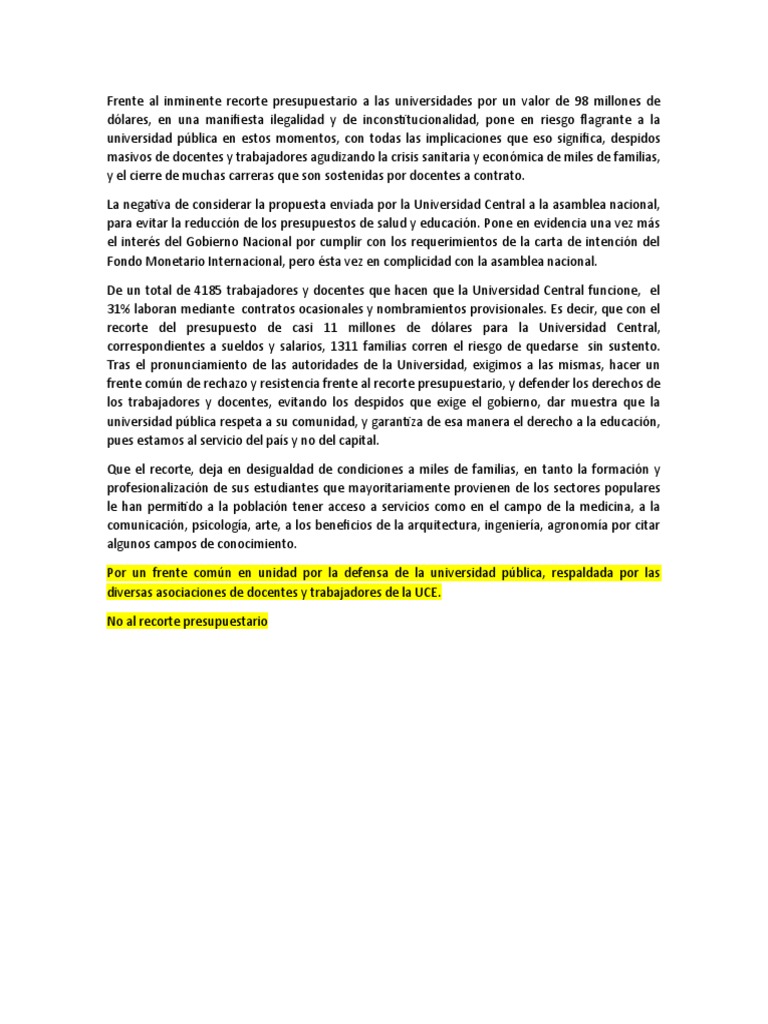 Carta A Las Autoridades PDF