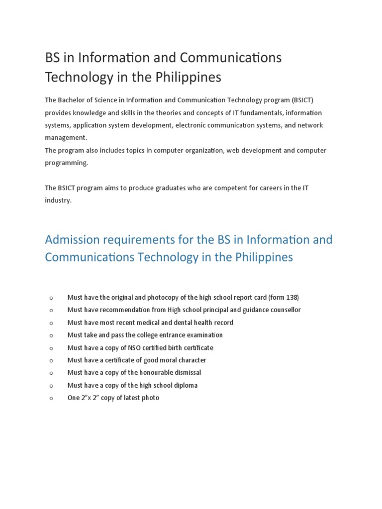 BS in Information and Communication Technology | PDF | Programmer ...