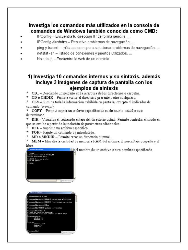 Los Comandos CMD PDF Interfaces gráficas de usuario Interfaz de
