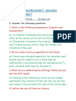 Revision Worksheet of Computer