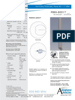 Mechanical Specifications: Vertically Polarized, Panel 62° / 17 DBD