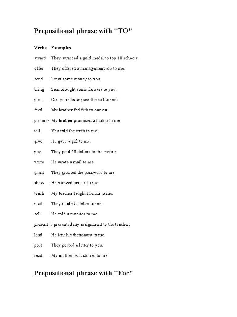 Prepositional Phrase With 