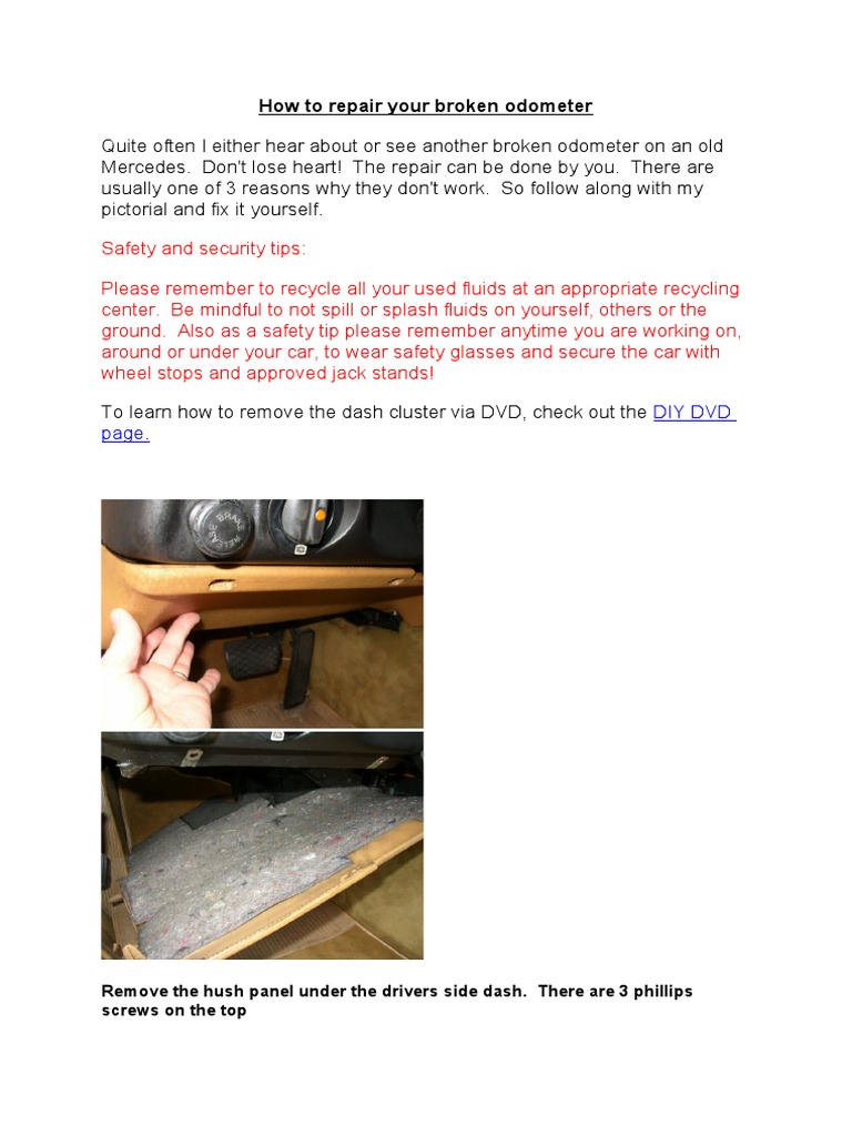 How To Repair Your Broken Odometer PDF Equipment Manufactured Goods