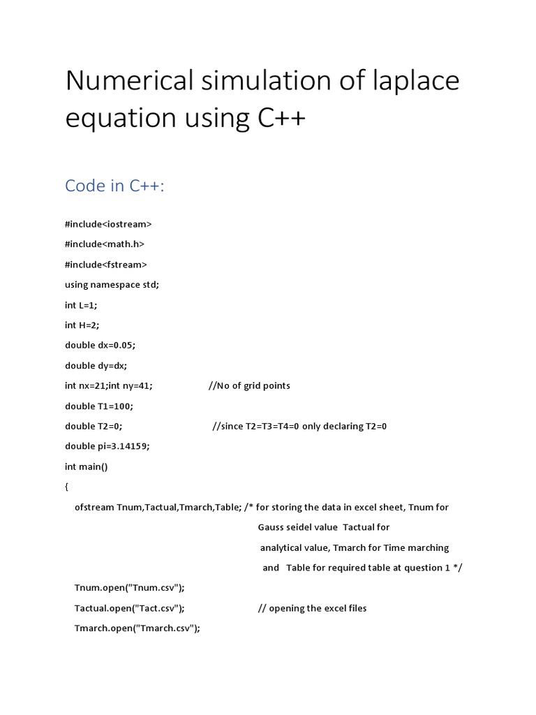C++ Laplace Equation Simulation | PDF | Computer Programming | Applied ...