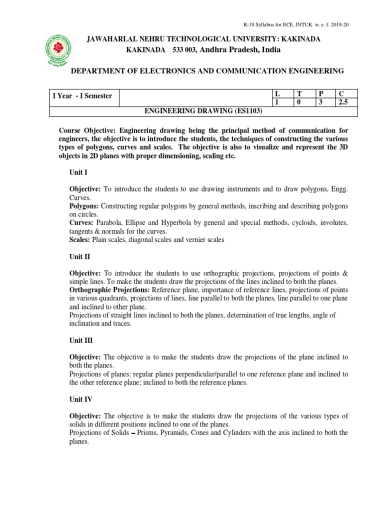 Engineering Drawing Syllabus PDF Perpendicular Geometry
