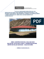 Construcción de la Sala de Usos Múltiples, Patología Clínica y Administración del Centro de Salud Quichuas