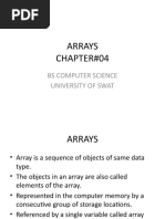 Arrays Chapter#04: Bs Computer Science University of Swat