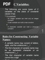 Types of C Variables:: The Following Are Some Types of C Variables On The Basis of Constants Values It Has