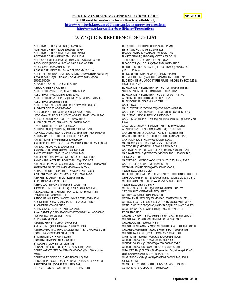 “AZ” Quick Reference Drug List Aspirin Pharmaceutical Sciences