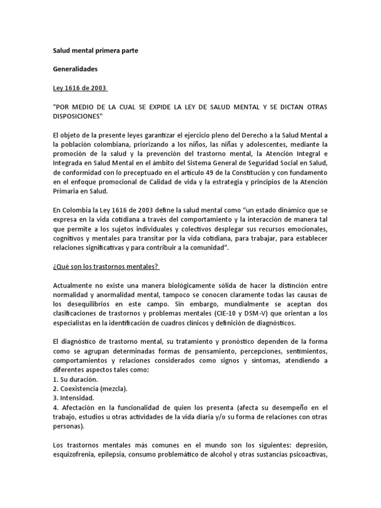 Salud Mental y Discapacidad Psicosocial | PDF | Trastorno mental | Manía