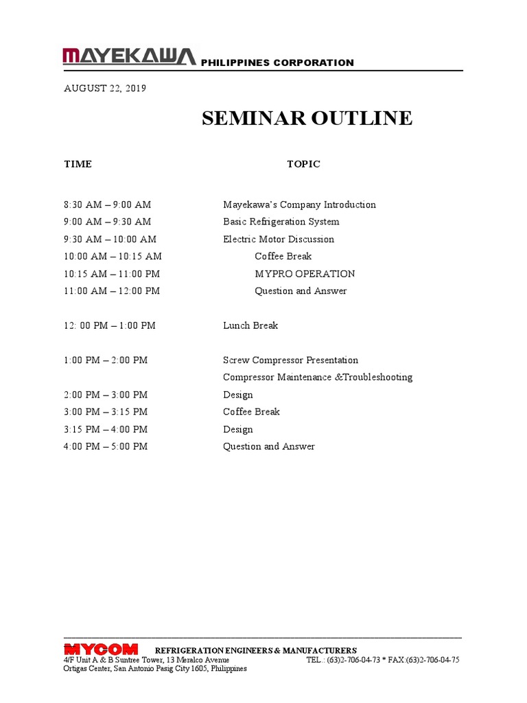 Seminar Outline (SF) 8-21 | PDF | Machines | Manufactured Goods