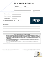 Formato Autorización de Mudanzas