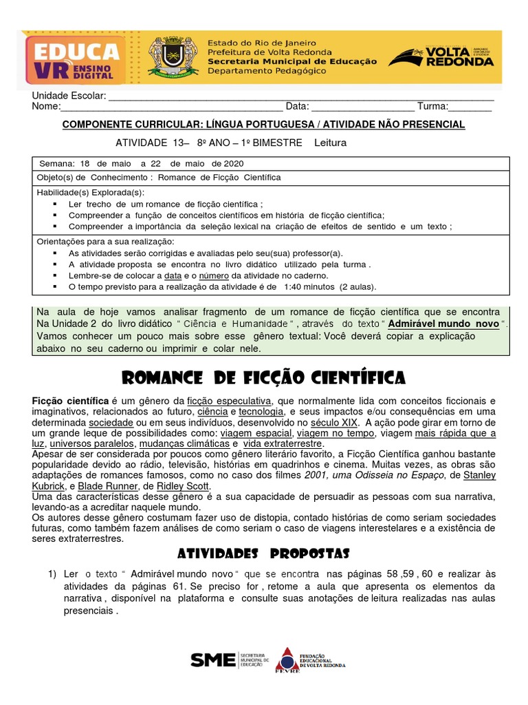 PDF) FICÇÃO ESPECULATIVA: NARRATIVA FANTÁSTICA, FICÇÃO CIENTÍFICA