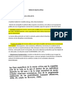 Notas sobre la Teoria Critica