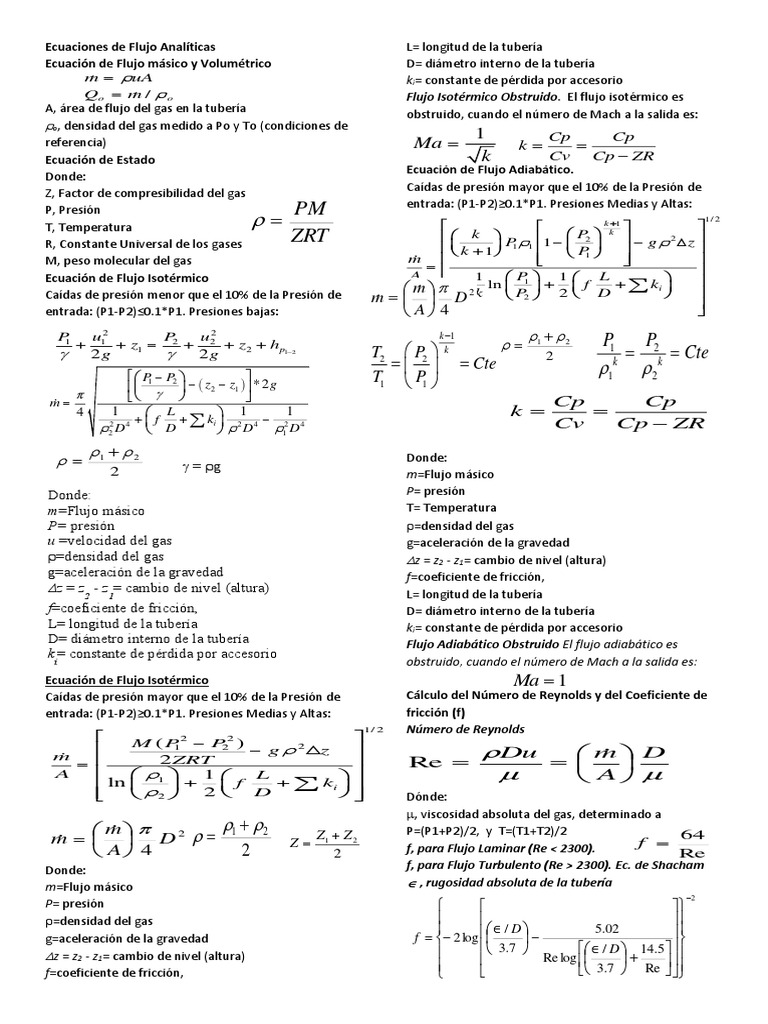 Ecuaciones de Flujo de Gas Natural | PDF | Gases | Mecánica de Medios ...
