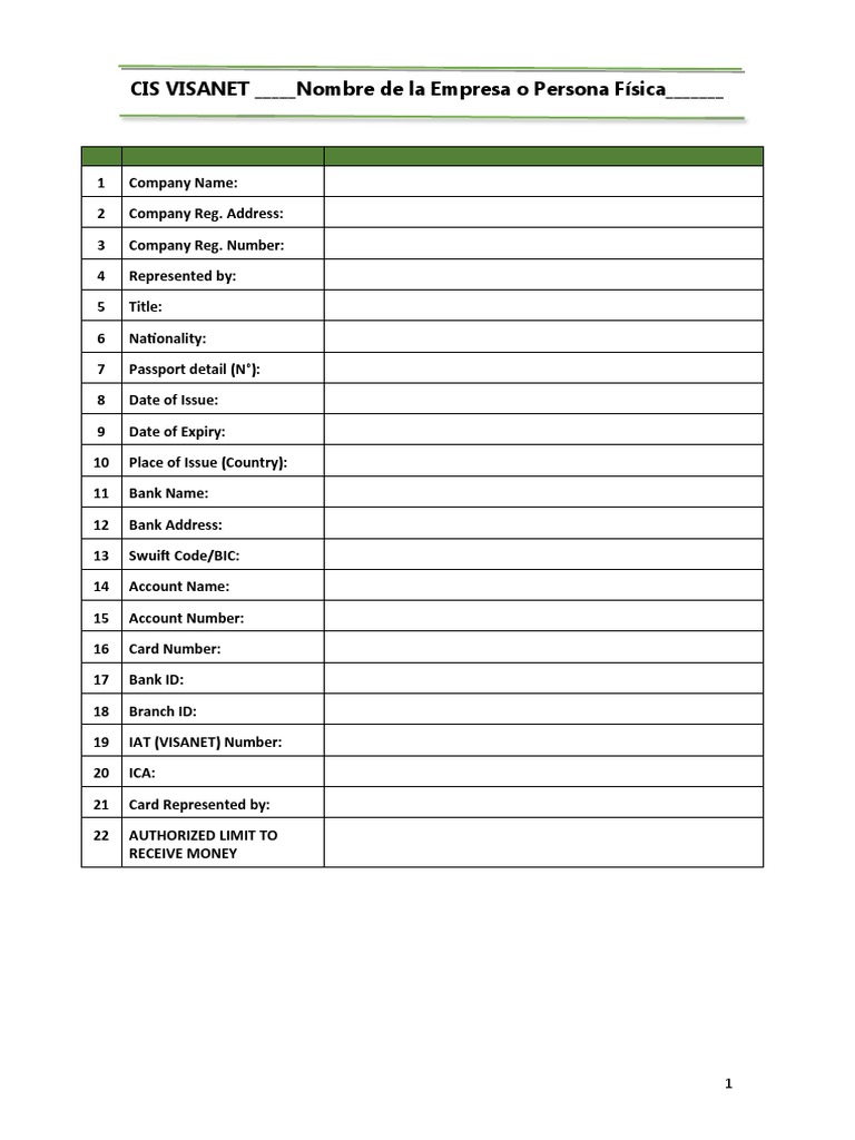 CIS Visanet Account Application Form | PDF