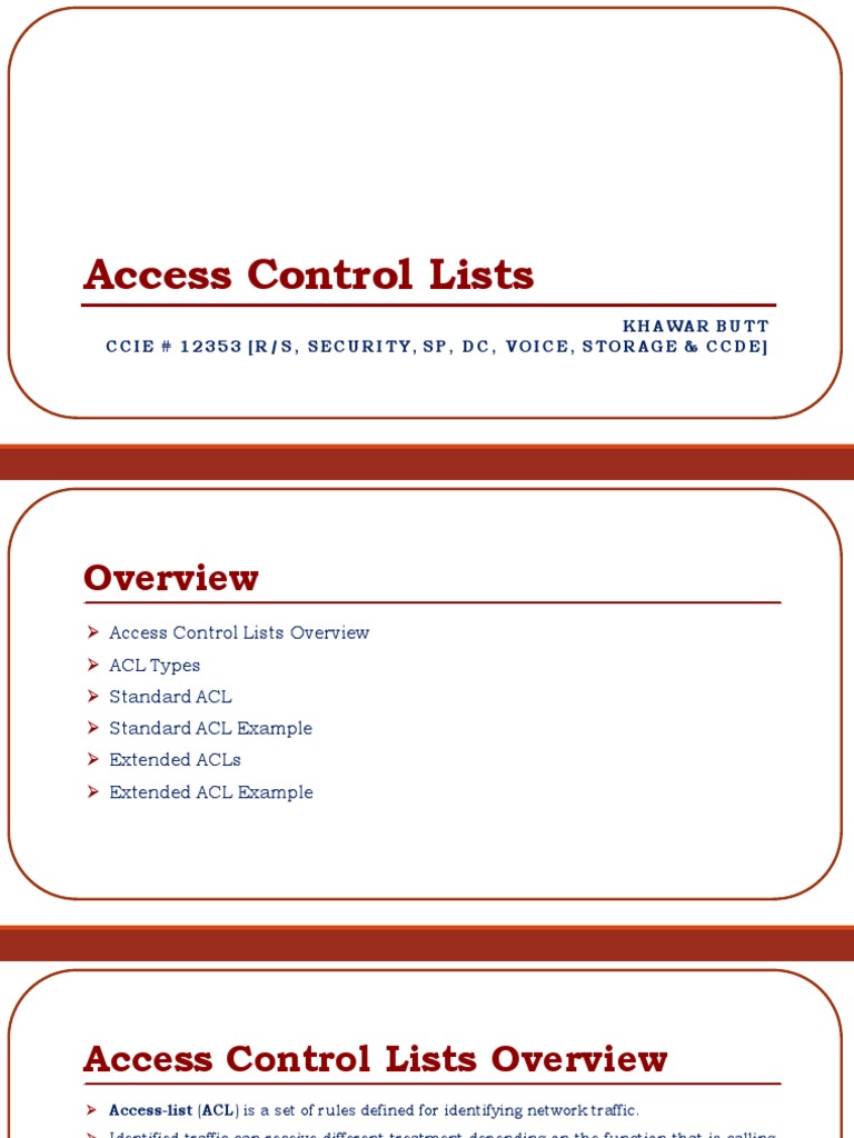 ACL Types and Examples Guide | PDF | Internet Protocol Suite | Port ...