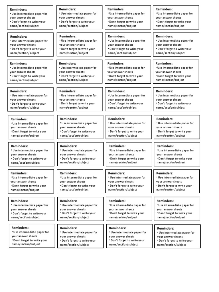 Exam Answer Sheet Guidelines | PDF