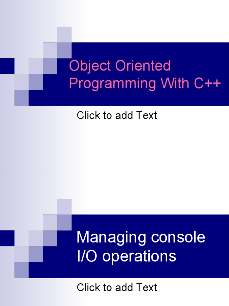 Object Oriented Programming With C++: Click To Add Text | PDF | Input ...