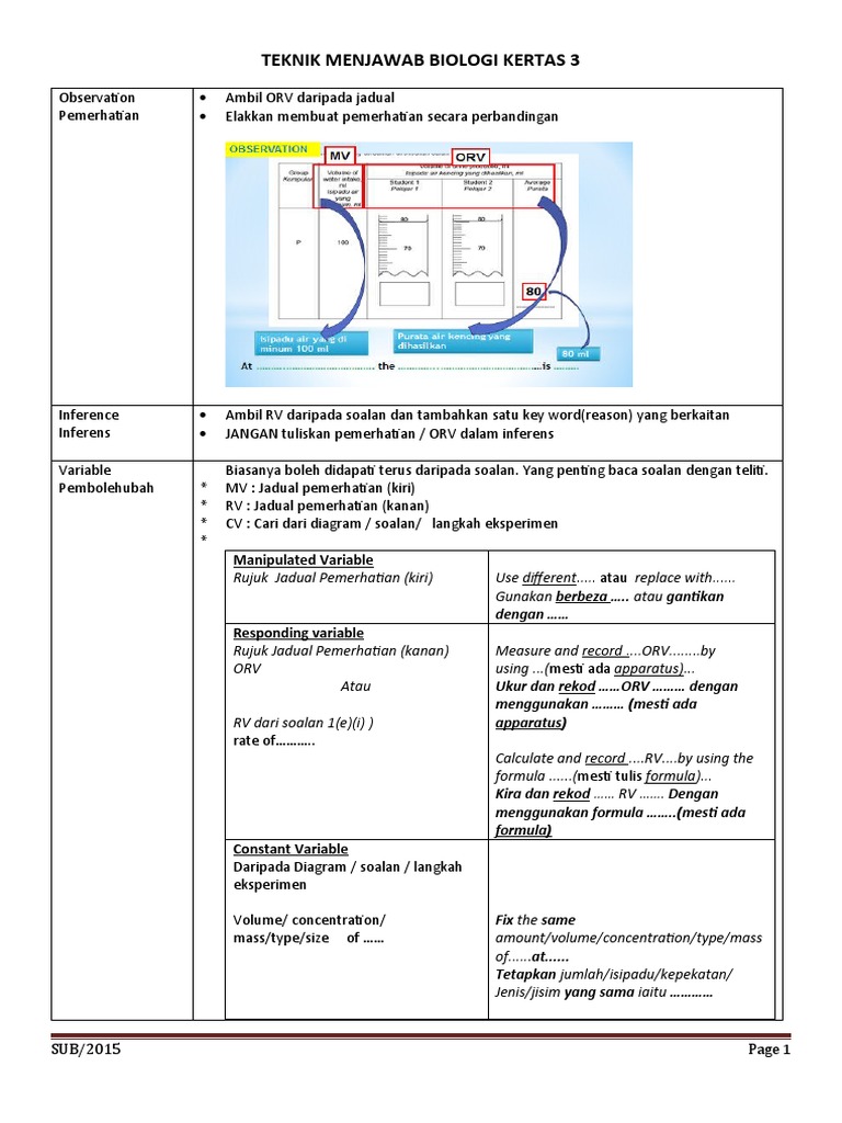 Teknik Menjawab Bio Kertas 3 | PDF