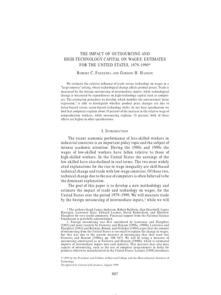 The Impact of Outsourcing and High-Technology Capital On Wages | PDF ...