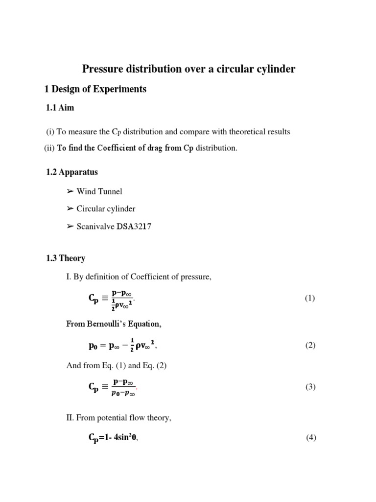 Pressure Distribution on Circular Cylinder | PDF | Fluid Dynamics ...