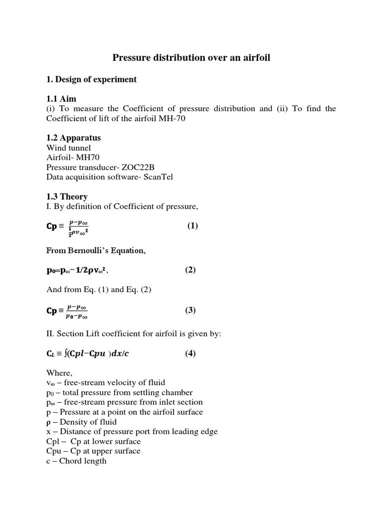 Pressure Distribution Over An Airfoil | PDF