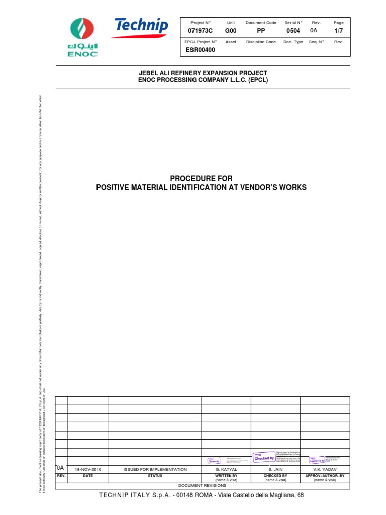 PMI Procedure for Jebel Ali Refinery | PDF | Alloy | Specification ...