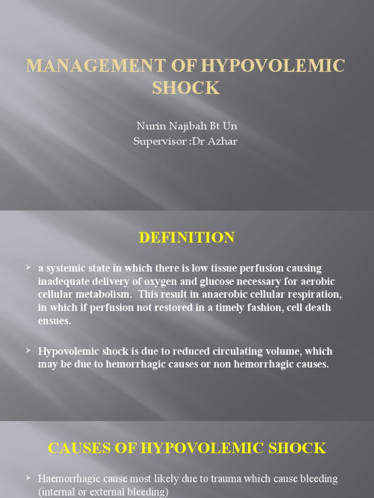 Managing Hypovolemic Shock: Causes & Treatment | PDF | Shock ...